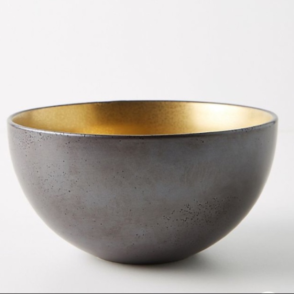 Anthropologie Lydia Gold Porcelain Bowl